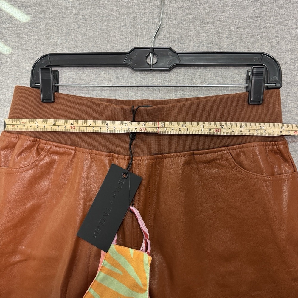 Kendall + Kylie Faux Leather Jogger Pants L Brown NWT Y2K Streetwear Luxe City - Picture 4 of 11